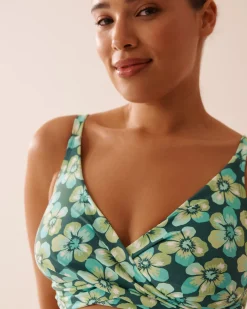 AQUA FLORA Recycled Fibers D Cup Bralette Bikini Top