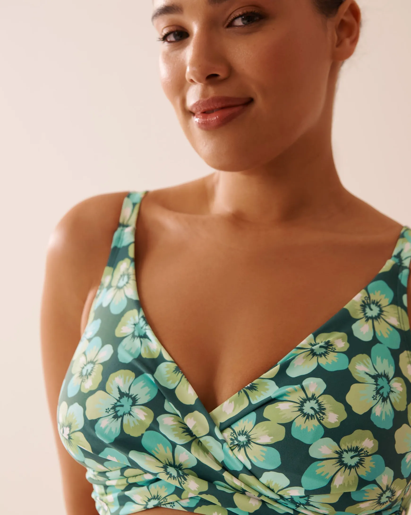 AQUA FLORA Recycled Fibers D Cup Bralette Bikini Top