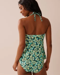 AQUA FLORA Recycled Fibers Bandeau Tankini Top