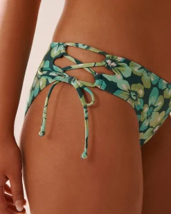 AQUA FLORA Recycled Fibers Cross-Tie Bikini Bottom