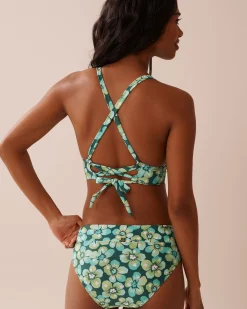 AQUA FLORA Recycled Fibers Longline Triangle Bikini Top