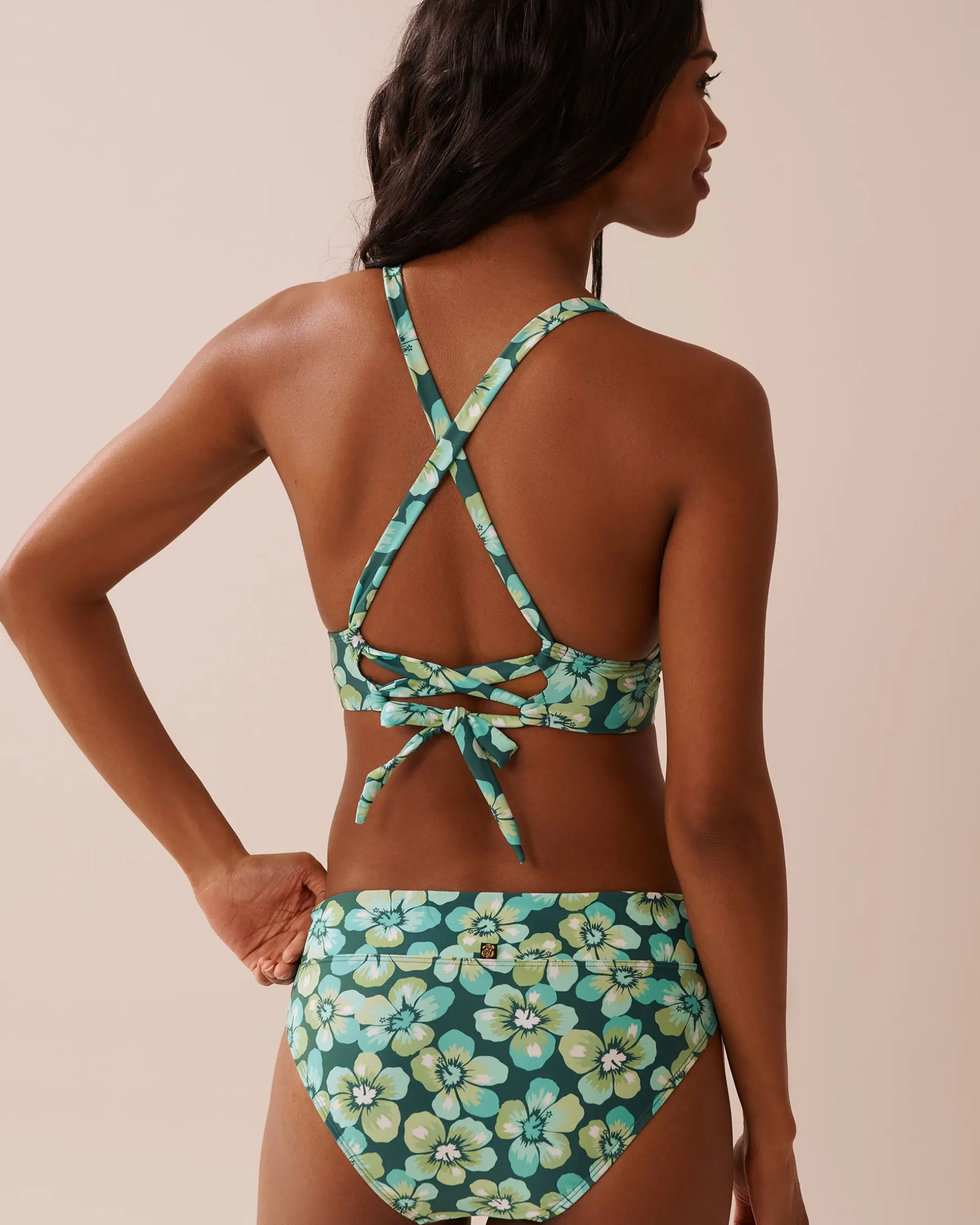 AQUA FLORA Recycled Fibers Longline Triangle Bikini Top
