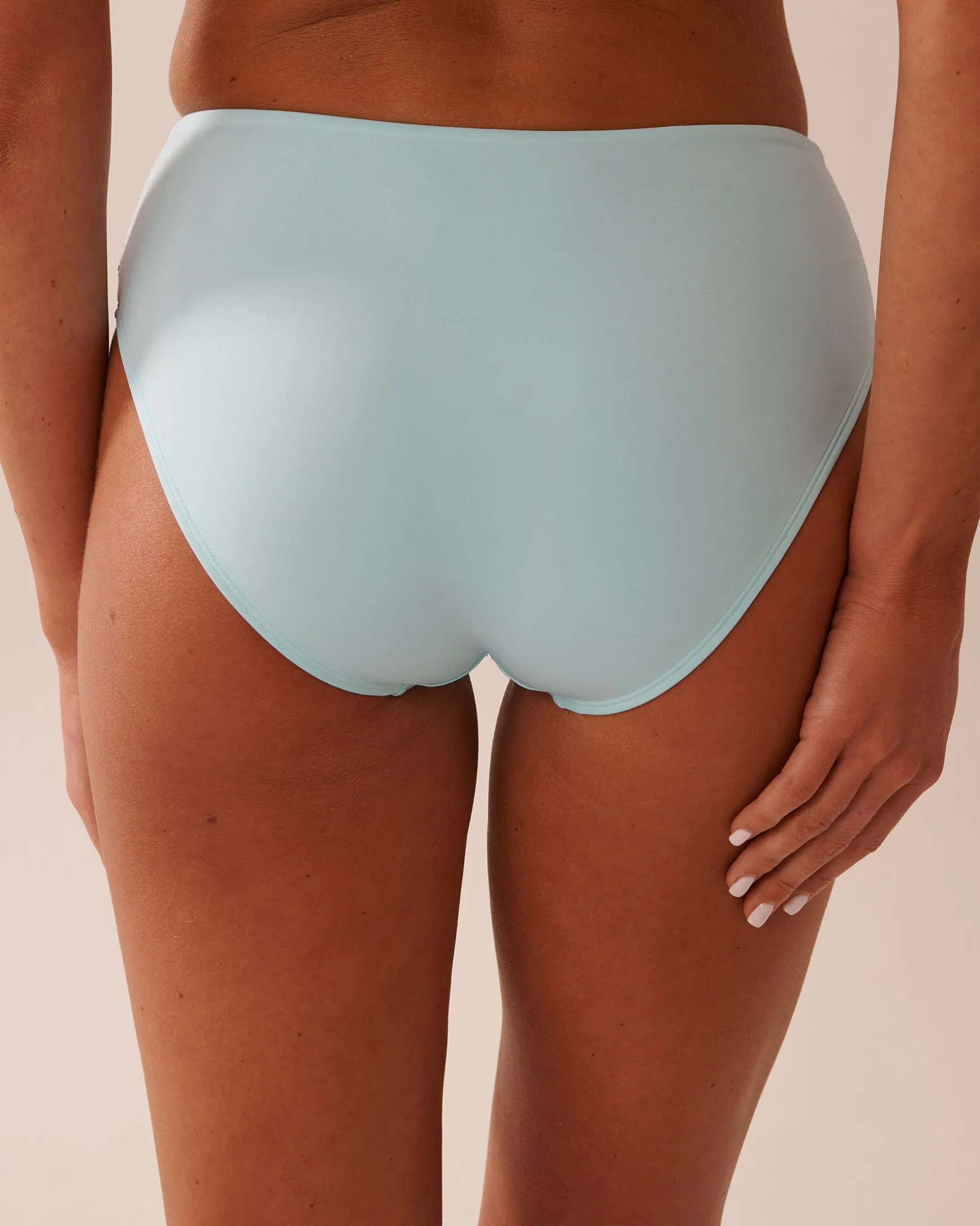 BABY BLUE Recycled Fibers Draped Mid Waist Bikini Bottom