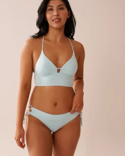 BABY BLUE Recycled Fibers Longline Triangle Bikini Top