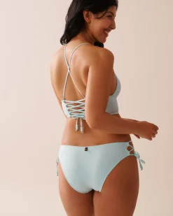 BABY BLUE Recycled Fibers Longline Triangle Bikini Top