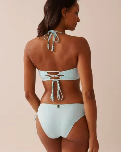 BABY BLUE Recycled Fibers Twisted Bandeau Bikini Top