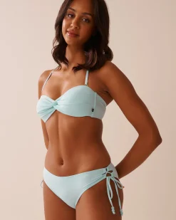 BABY BLUE Recycled Fibers Twisted Bandeau Bikini Top