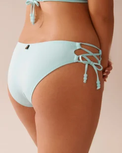 BABY BLUE Recycled Fibers Cross-Tie Brazilian Bikini Bottom