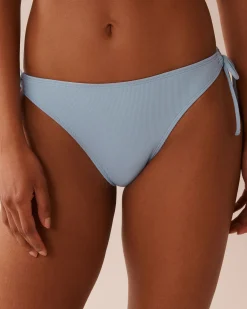 BABY BLUE Ribbed Side Tie Brazilian Bikini Bottom