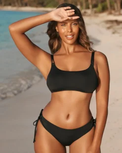 BLACK Double Strap Bralette Bikini Top