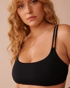 BLACK Double Strap Bralette Bikini Top