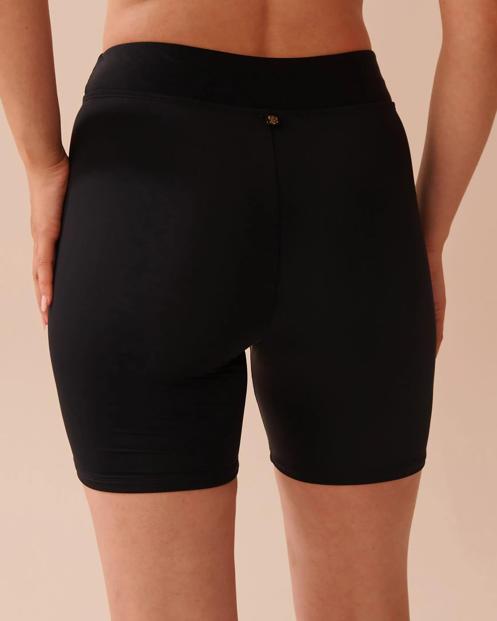 BLACK High Waist Long Swim Shorts