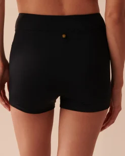 BLACK Mid-rise Boyleg Bikini Bottom