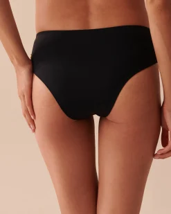 BLACK Mid-rise Cheeky Bikini Bottom