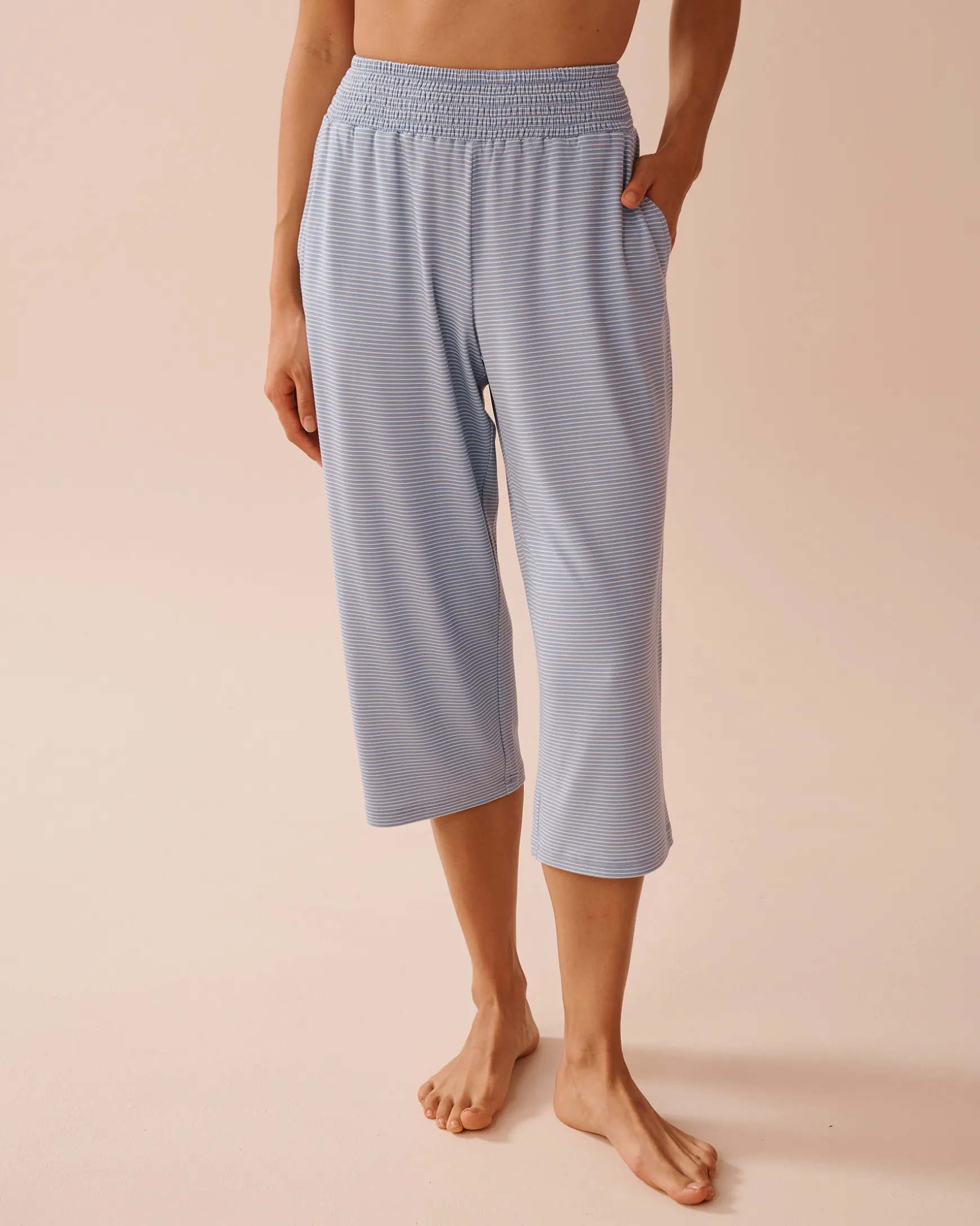 Blue Stripe Super Soft Pajama Capris