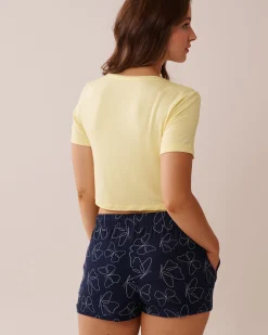 Butterfly Print Soft Jersey Crop T-shirt