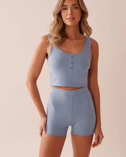 Button Detail Cotton Crop Cami