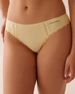 Cotton and Lace Detail Bikini Panty