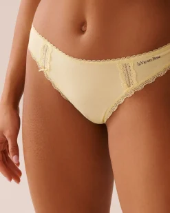 Cotton and Lace Detail Thong Panty