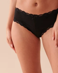 Cotton and Lace Trim Cheeky Panty