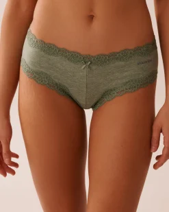 Cotton and Lace Trim Cheeky Panty
