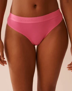 Cotton and Logo Elastic Band Thong Panty