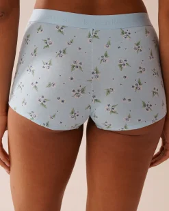 Cotton and Logo Elastic Band High Waist Boyleg Panty
