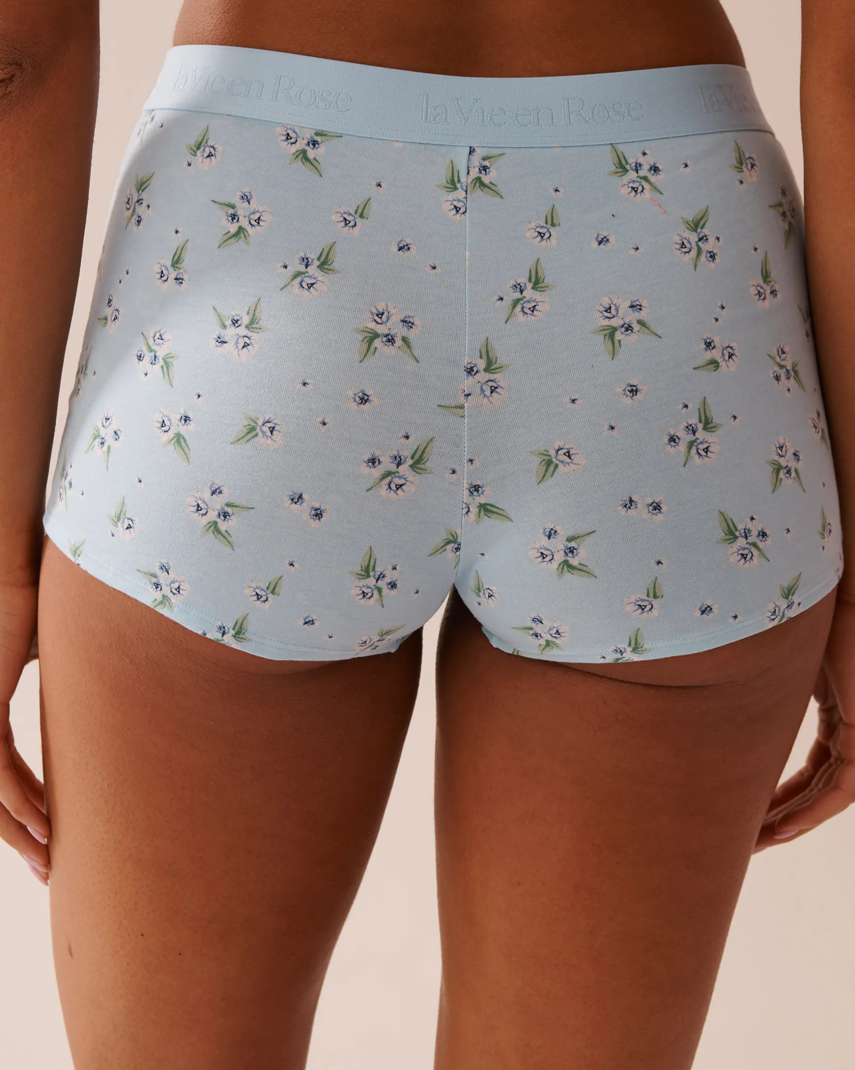 Cotton and Logo Elastic Band High Waist Boyleg Panty