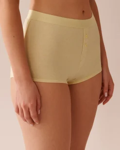 Cotton and Logo Elastic Band High Waist Boyleg Panty