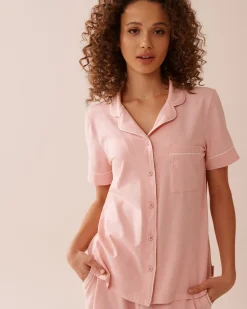 Cotton Short Sleeve Button-down Shirt