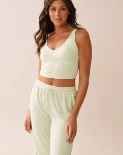 Gingham Print Super Soft Crop Cami