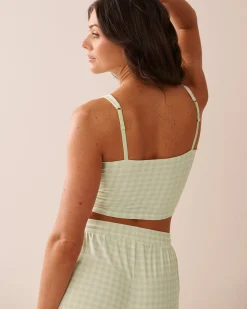 Gingham Print Super Soft Crop Cami