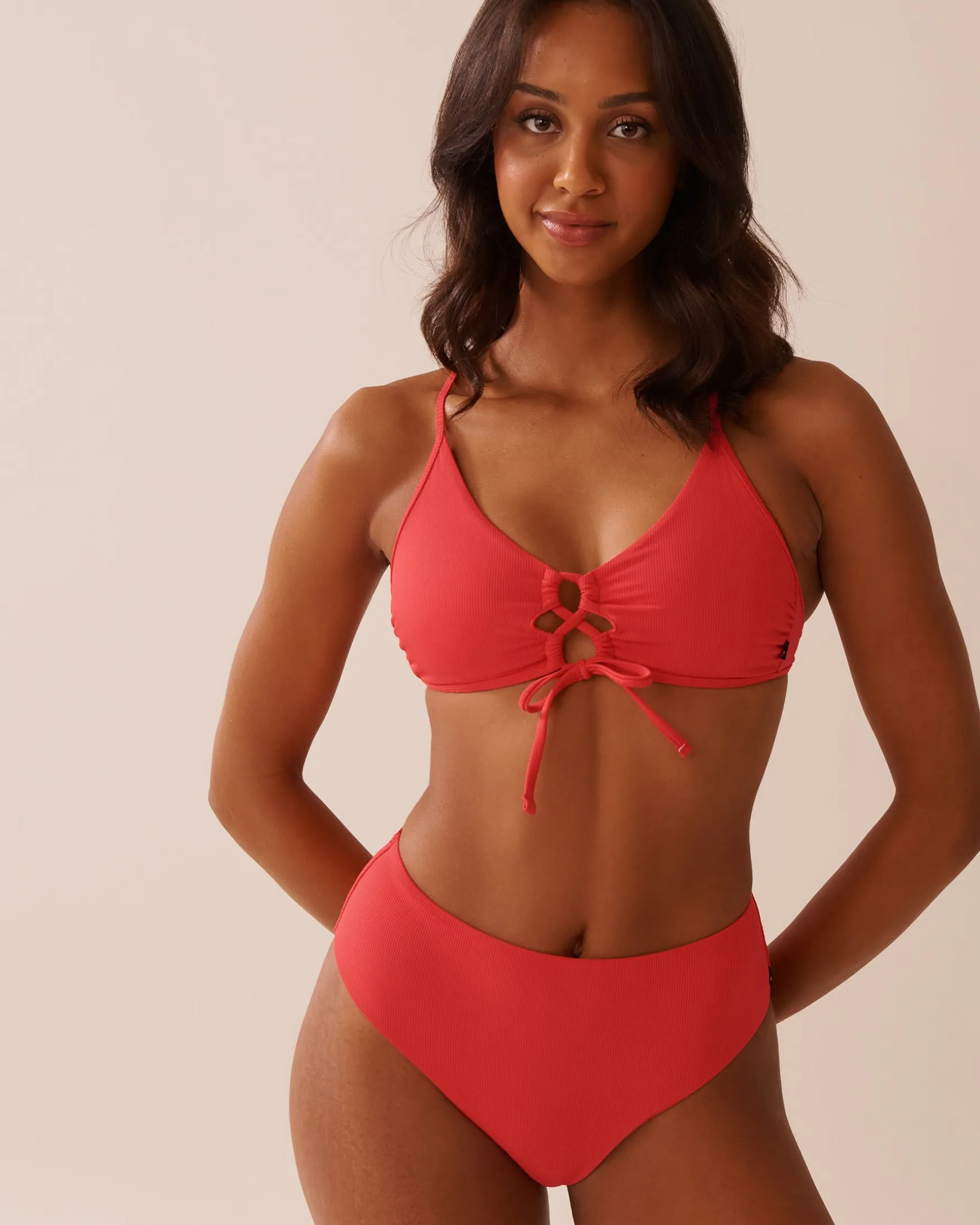 HIBISCUS Crisscross Detail Ribbed Bralette Bikini Top