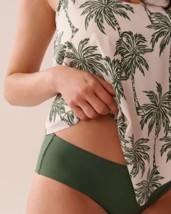 KHAKI PALM D Cup Flowy Tankini Top