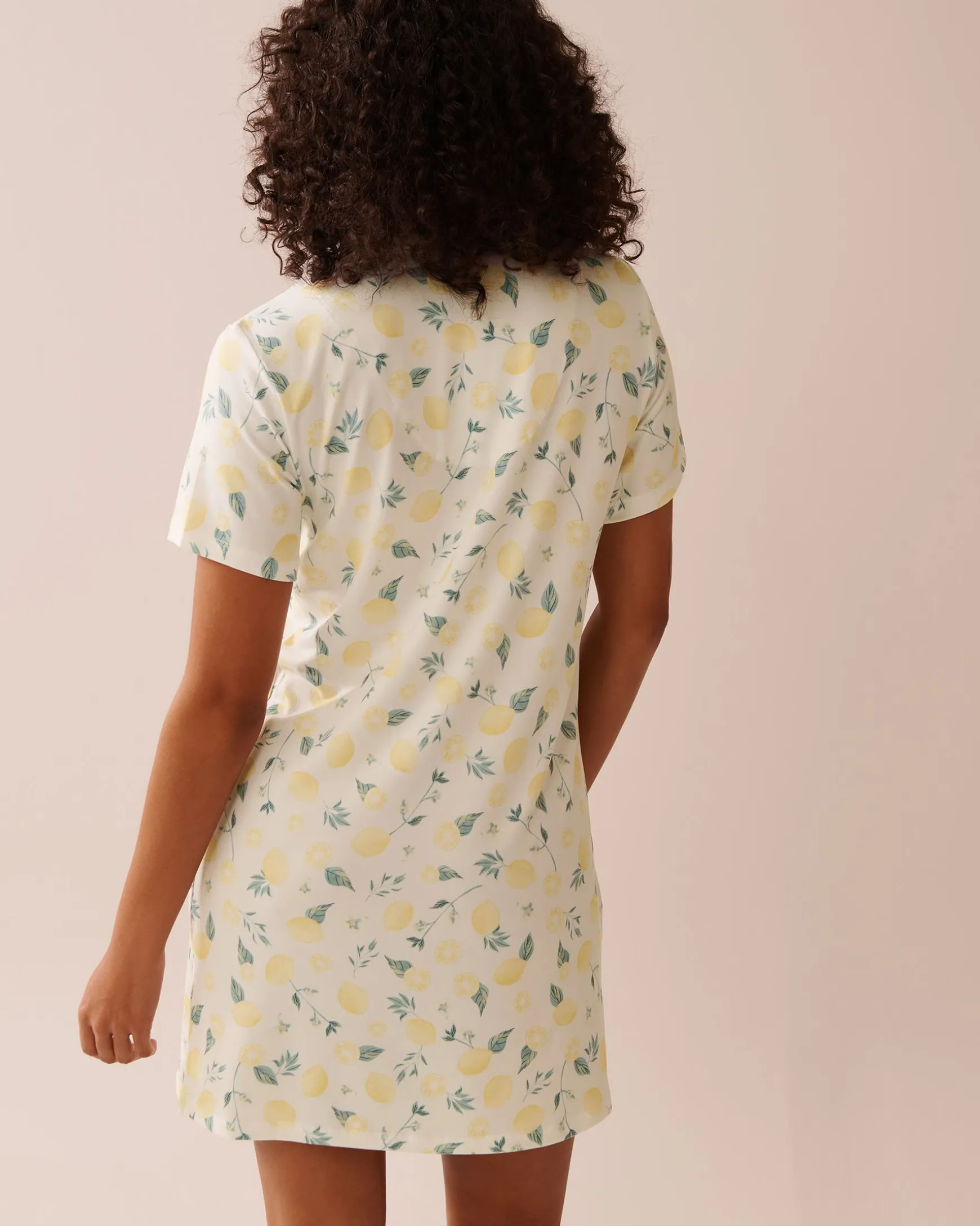Lemon Print Super Soft Button-down Sleepshirt
