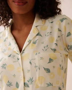 Lemon Print Super Soft Button-down Sleepshirt