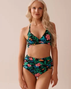 MIDNIGHT TROPICS Criss-Cross Triangle Bikini Top
