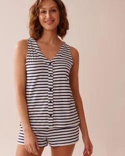 Nautical Stripe Super Soft Button-down Cami