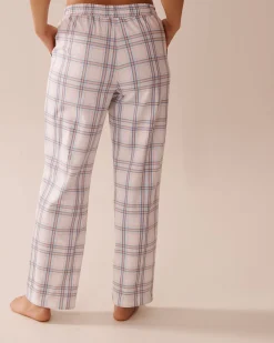 Peach Plaid Cotton Pajama Pants