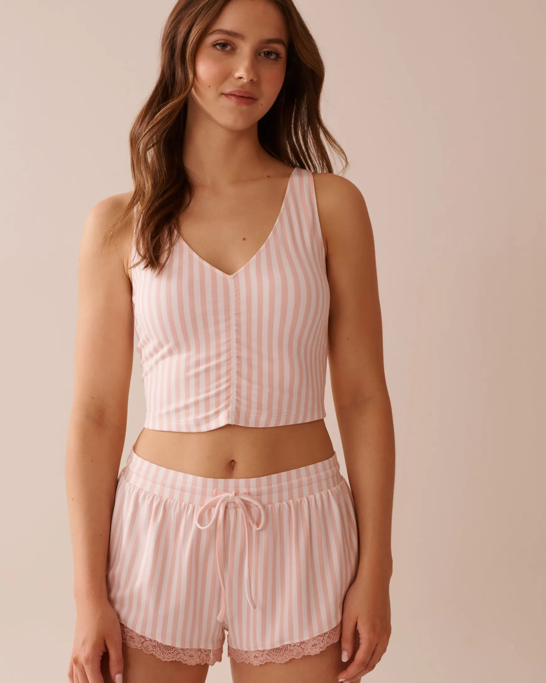 Pink Stripe Super Soft Crop Cami