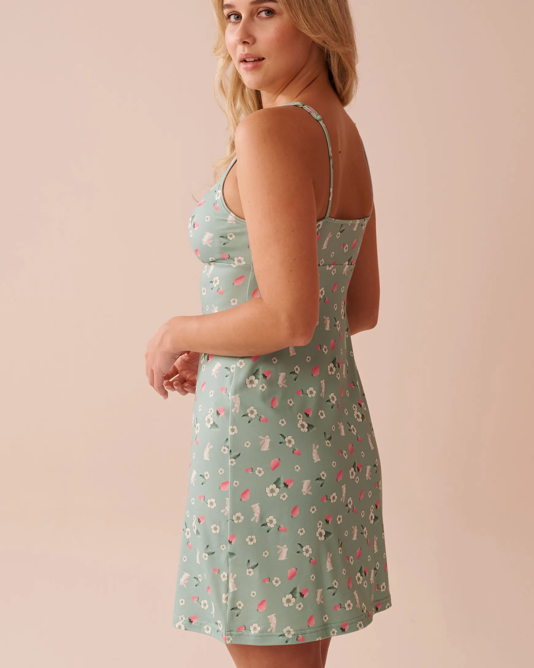 Rabbit & Strawberry Print Super Soft Nightie