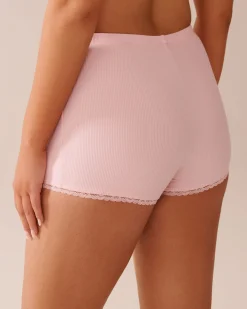 Ribbed Modal and Lace Trim Shorts