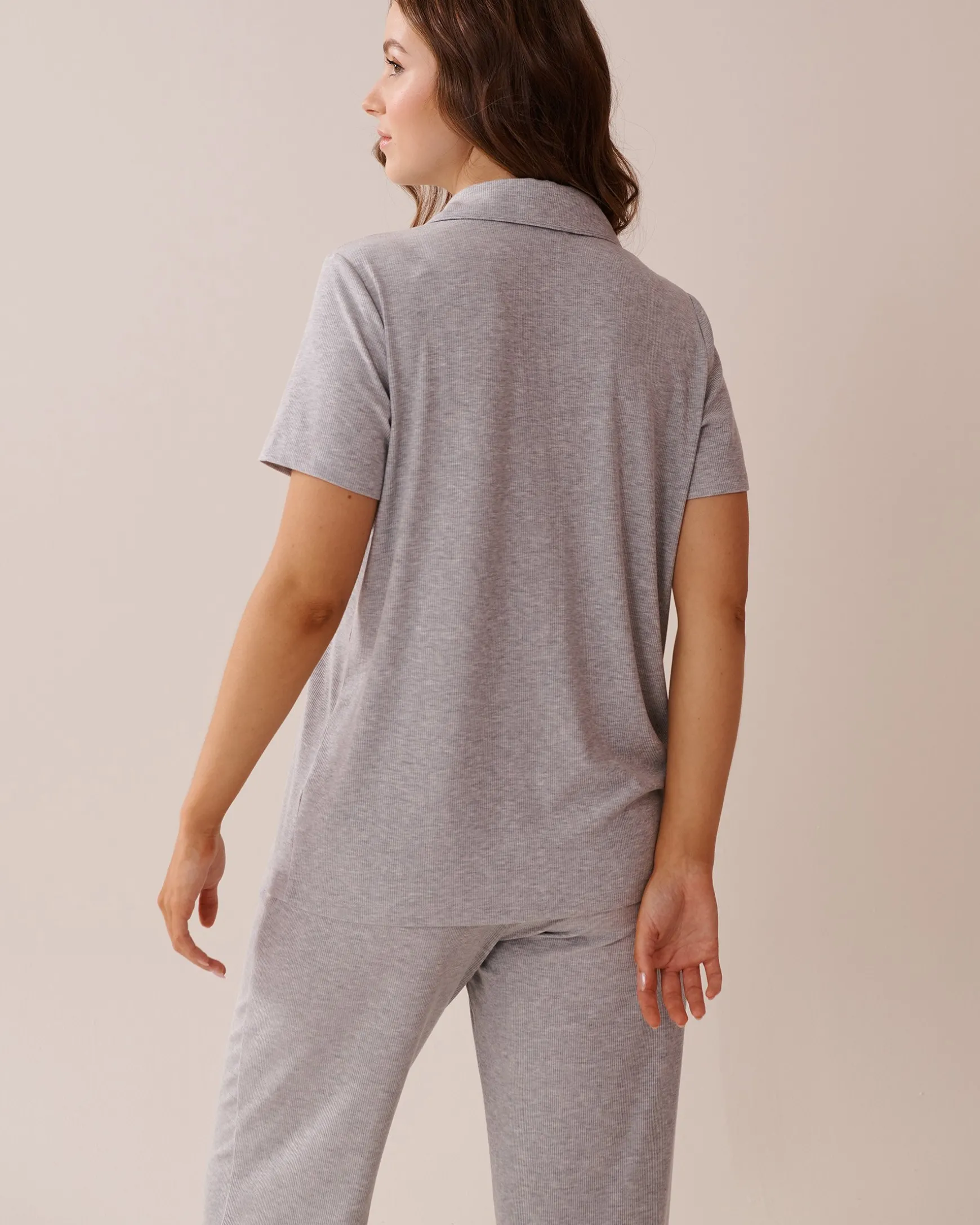 Ribbed Modal Button-down Shirt