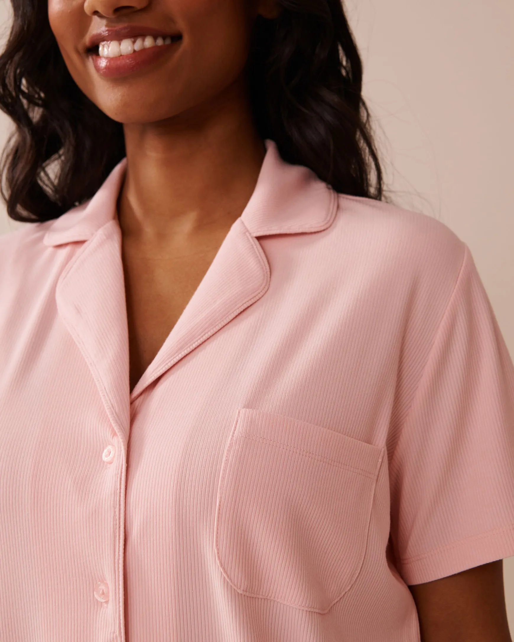 Ribbed Modal Button-down Shirt
