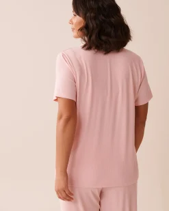 Ribbed Modal Button-down Shirt