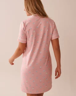 Seagull Print Super Soft Button-down Sleepshirt