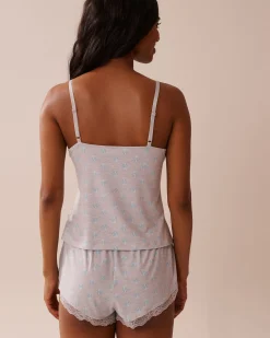 Seashell Print Lace Trim Super Soft Cami