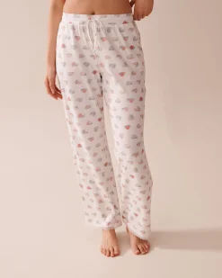 Snail Print Lace Trim Super Soft Pajama Pants