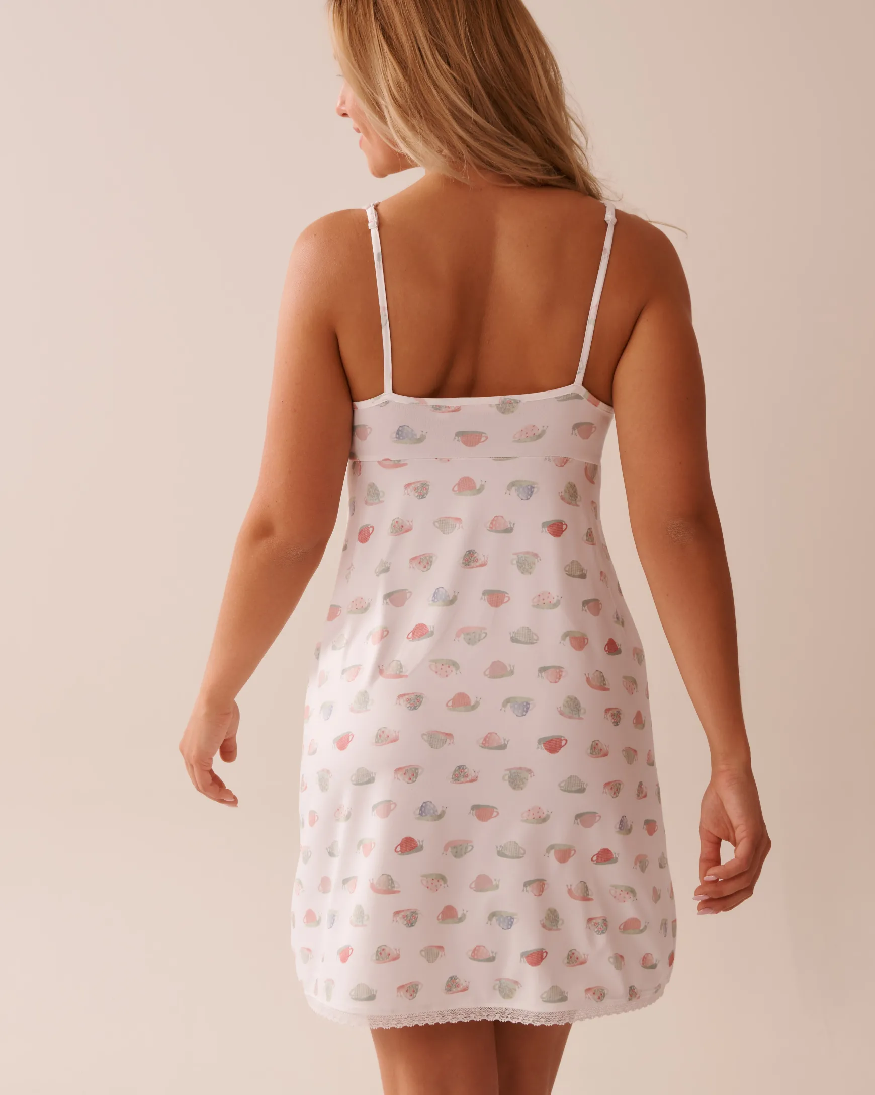 Snail Print Lace Trim Super Soft Nightie