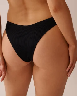 SOLID Ribbed Thong Bikini Bottom
